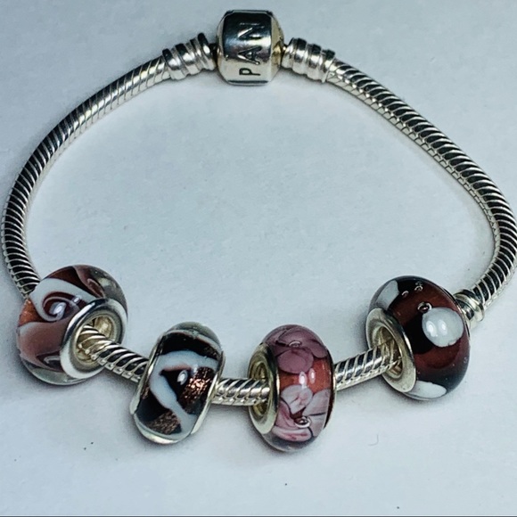 Pandora snake chain bracelet w/ charm